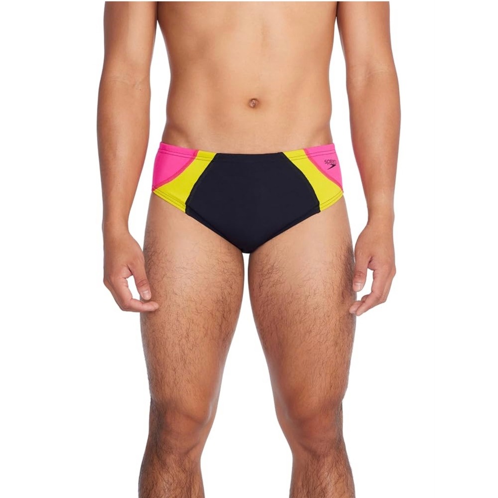 NEW Speedo Swim Brief Mens 28 Anthracite Flare Pink Endurance Colorblock 8003940